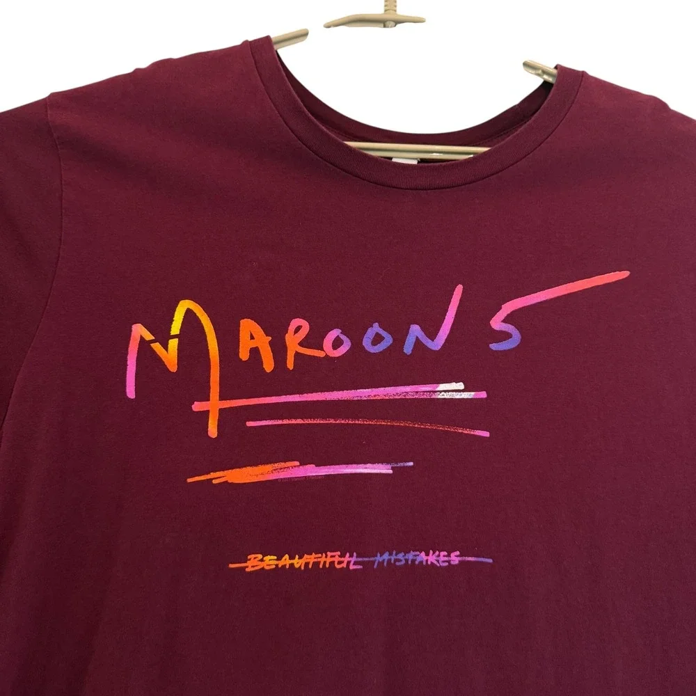 Maroon 5 Beautiful Mistakes Band T-Shirt Mens 2XL Burgundy Bella Canvas Graphic